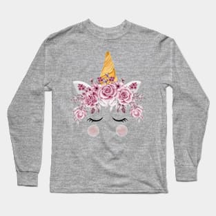 Unicorn Watercolor Rose Gold Long Sleeve T-Shirt